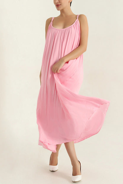 Pink Linen Lined Women's Dress