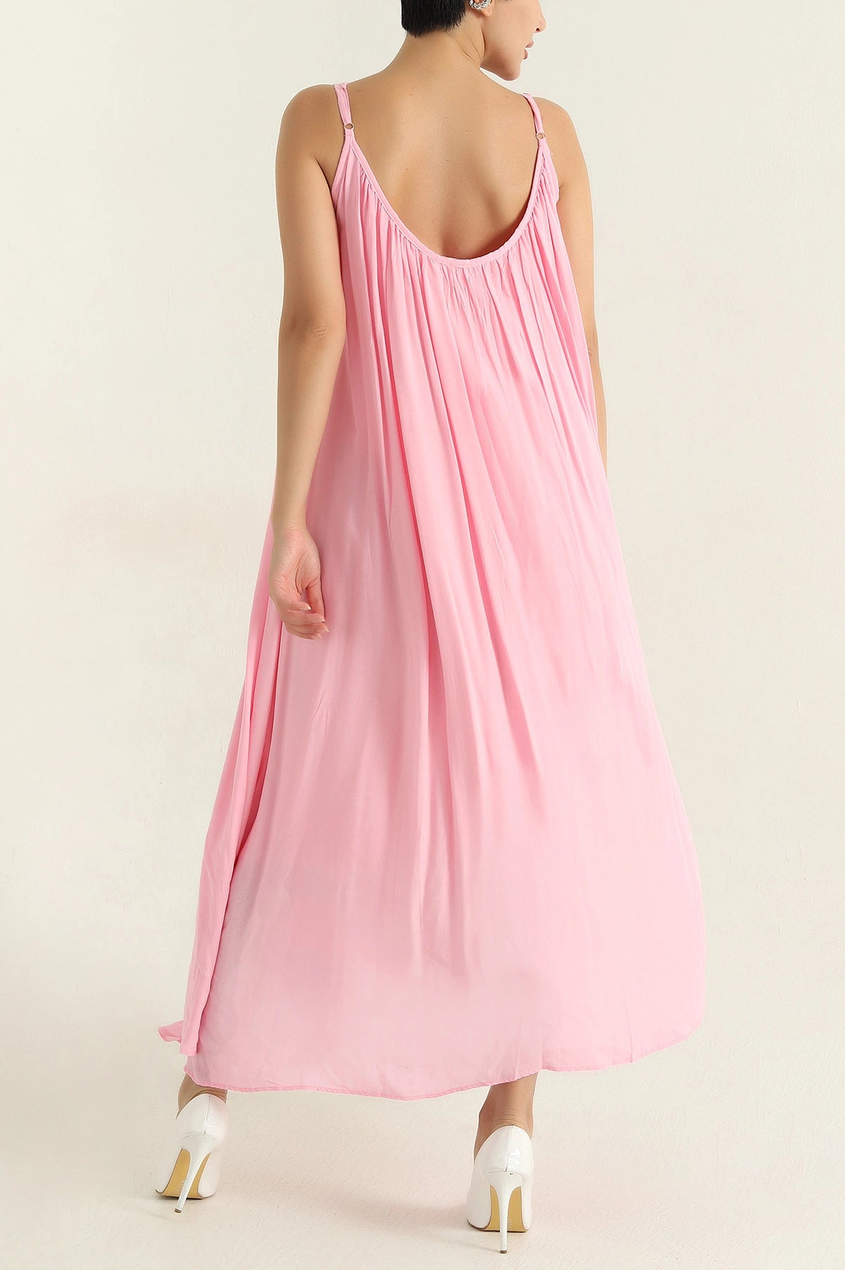 Pink Linen Lined Women's Dress