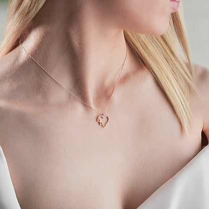925 Sterling Silver Gold 3 Row Heart Design Necklace