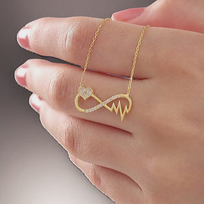 925 Sterling Silver Chain Infinity Heart Rhythm Necklace