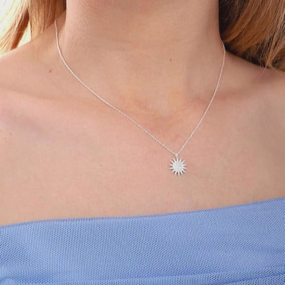 925 Sterling Gold-Silver Chain Sun Necklace