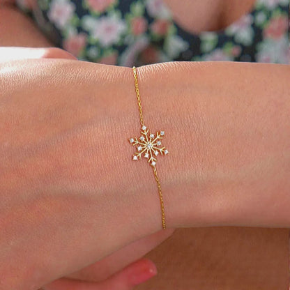 925 Sterling Silver Chain Snowflake Gold-Silver Bracelet
