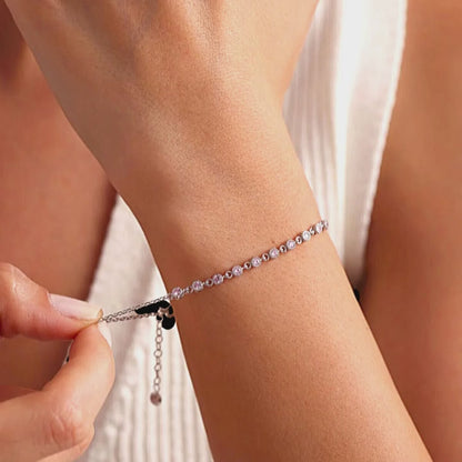 925 Sterling Silver Single Row Pink Bracelet