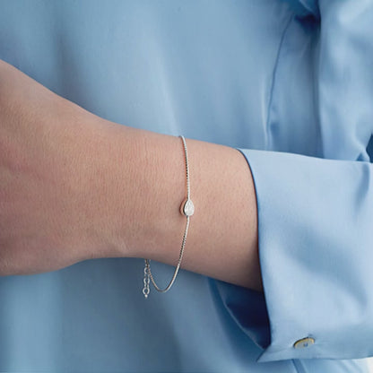 925 Sterling Silver Rhodium Plated Zircon Stone Drop Bracelet