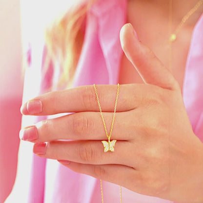 925 Sterling Silver Chain Gold Butterfly Necklace
