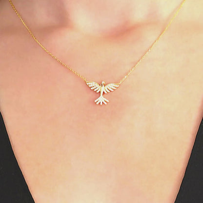 925 Sterling Silver Chain Gold Phoenix Necklace