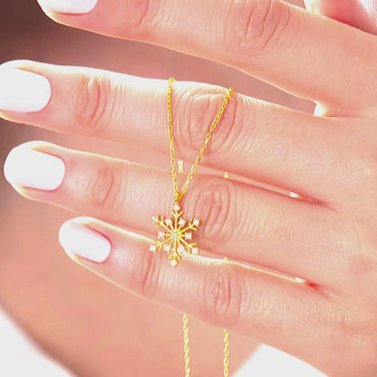 925 Sterling Silver Chain Snowflake Gold-Silver Necklace