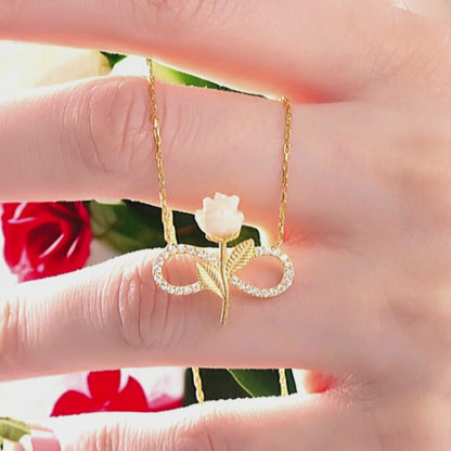 925 Sterling Silver Chain White Rose Gold Necklace