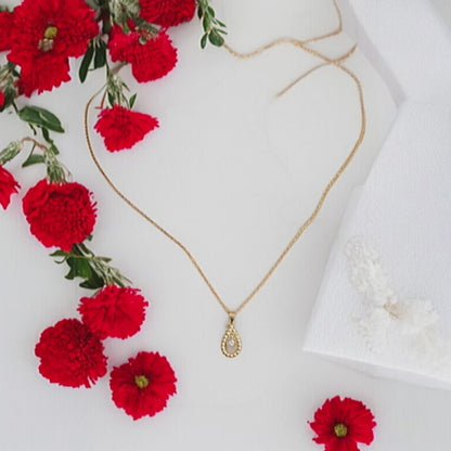 925 Sterling Silver Chain Gold-Silver Diamond Drop Necklace