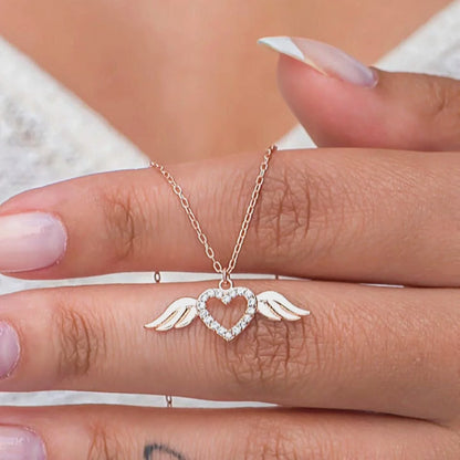925 Sterling Silver Rosegold Little Flying Heart Necklace