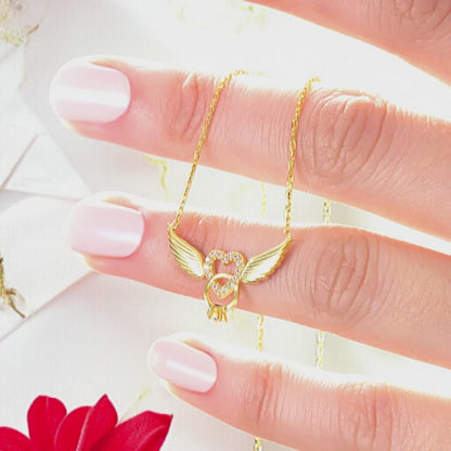 925 Sterling Silver Chain Angel Winged Heart Gold-Silver Necklace