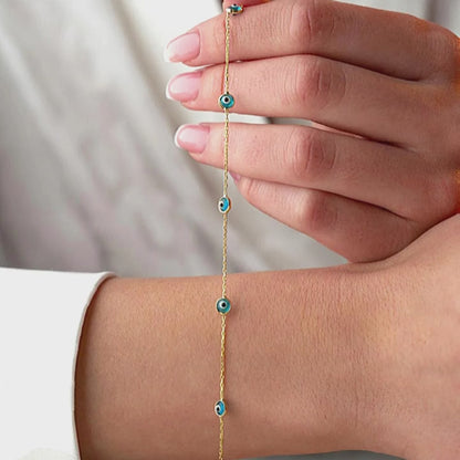925 Sterling Silver Single Row Evil Eye Bracelet
