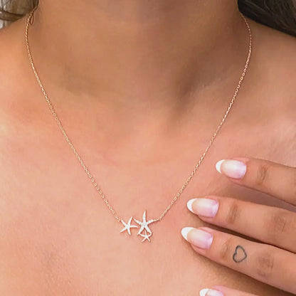 925 Sterling Silver Chain Three Stars Necklace