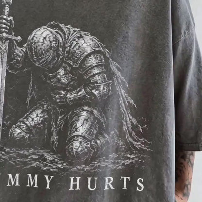 Tummy Hurts Knight Shirt, Funny Dark Fantasy Graphic Tee, Ironic Meme T-Shirt, Gamer Girl Gift, Retro Elden Knight Top, Comfort Colors Tee