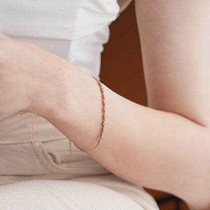 925 Sterling Tiny Row White Zircon Stone Bracelet