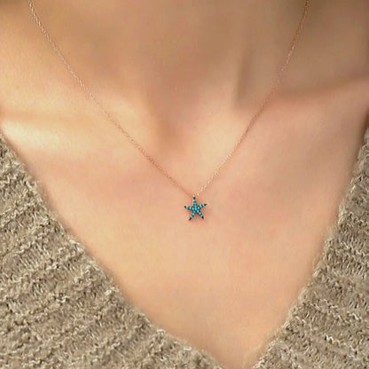 925 Sterling Silver Chain Starfish Necklace