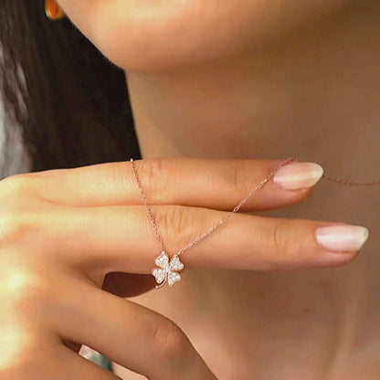 925 Sterling Silver Chain Clover Rose Gold Necklace