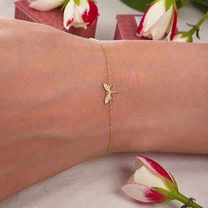 925 Sterling Silver Chain Dragonfly Gold-Silver Bracelet