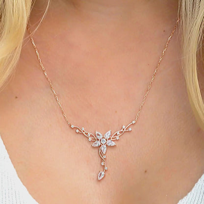 925 Sterling Silver Rosegold Ivy Star Detailed Necklace