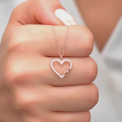 925 Sterling Silver Rosegold Infinity Heart Necklace