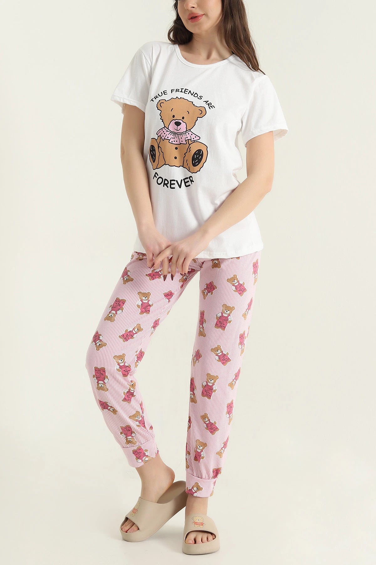 Pudra Short Sleeve Single Jersey Women's Pajama Set - Denoss