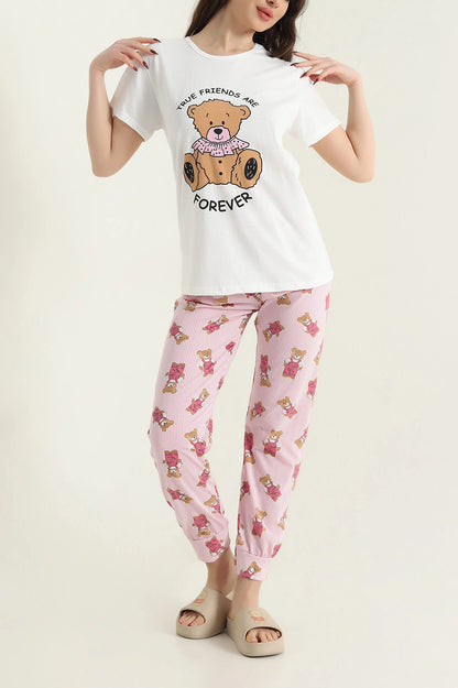 Pudra Short Sleeve Single Jersey Women's Pajama Set - Denoss