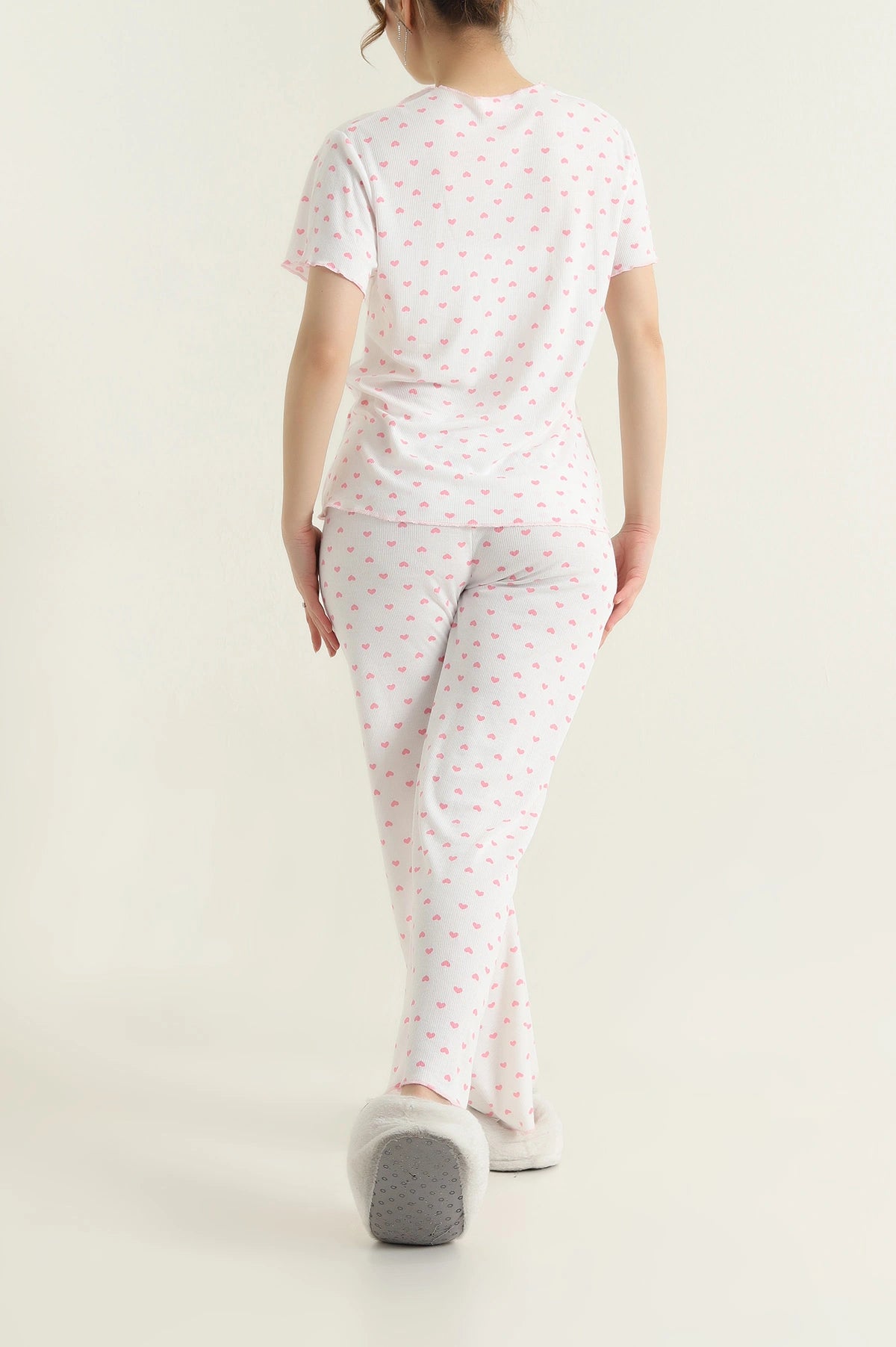 Powder Pink Women's Pajama Set with Bow - Denoss