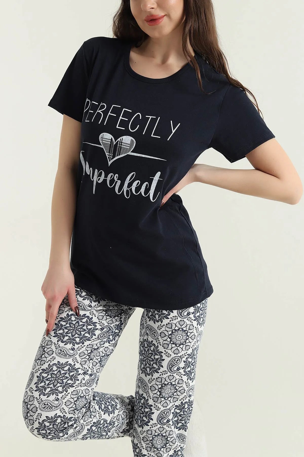 Perfectly Short Sleeve Single Jersey Women's Pajama Set - Denoss