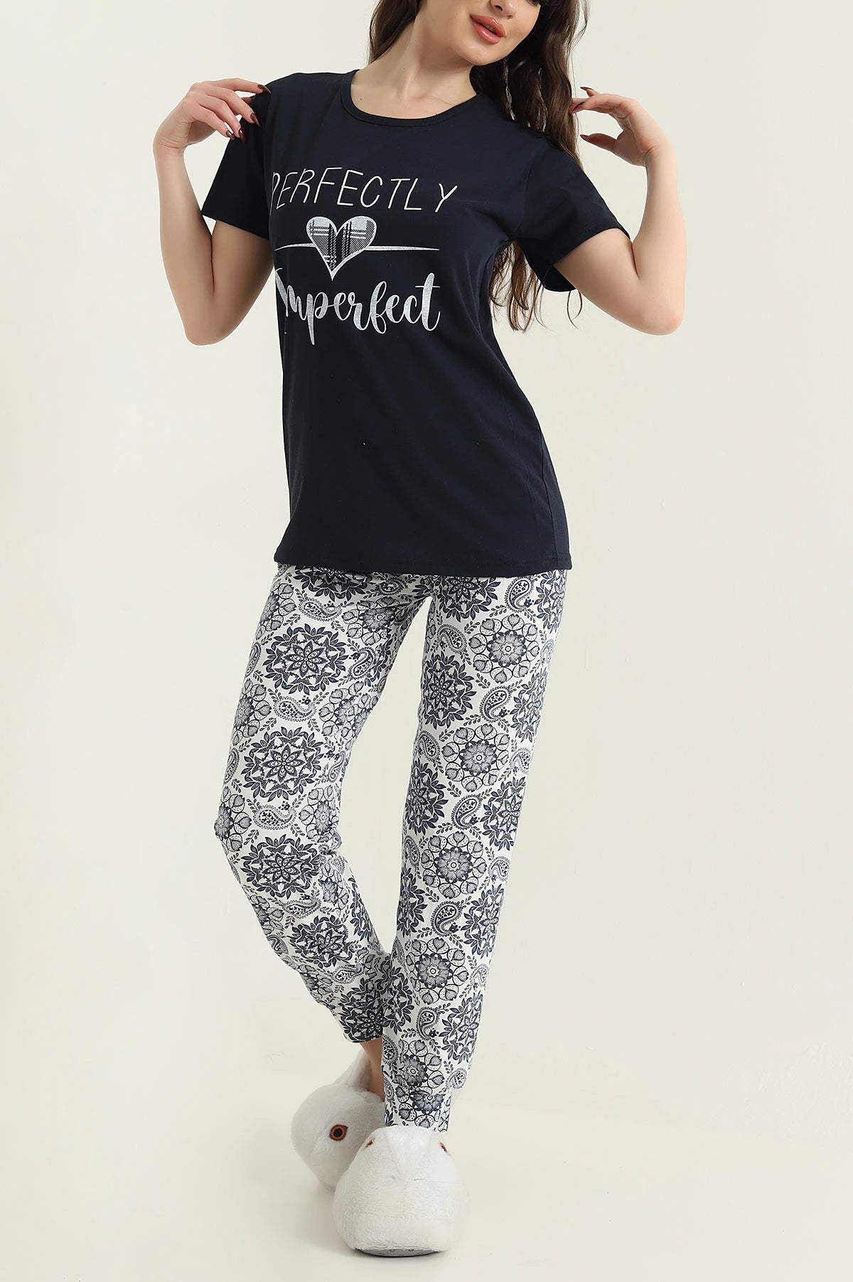 Perfectly Short Sleeve Single Jersey Women's Pajama Set - Denoss
