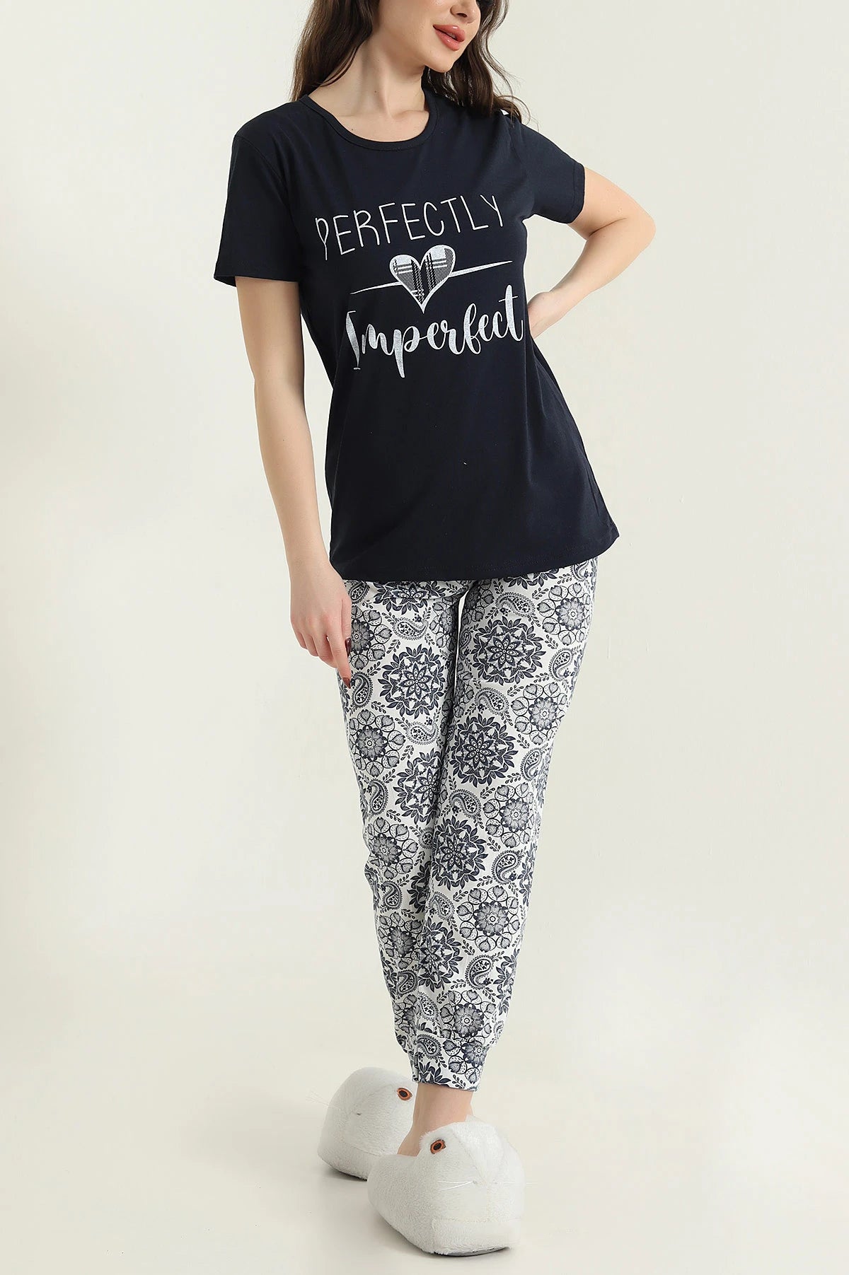 Perfectly Short Sleeve Single Jersey Women's Pajama Set - Denoss