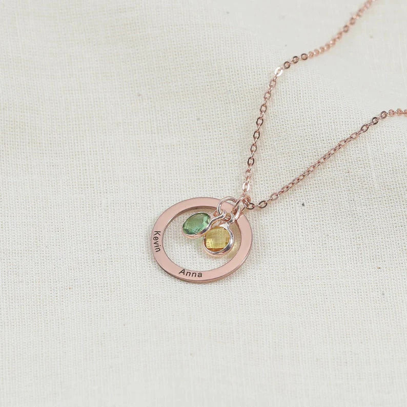 Custom Personalized Round Birthstone Necklace