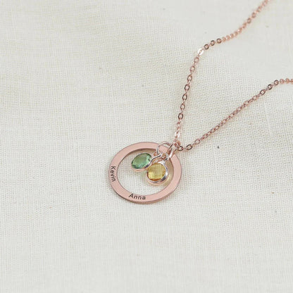 Custom Personalized Round Birthstone Necklace