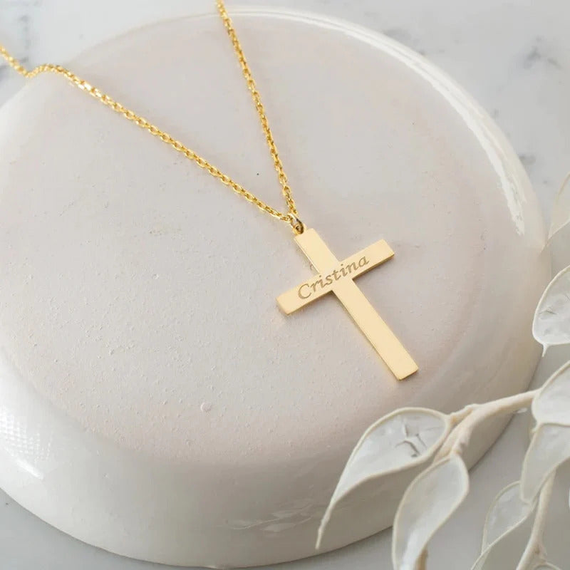Custom Jesus Cross Name Pendant Necklace