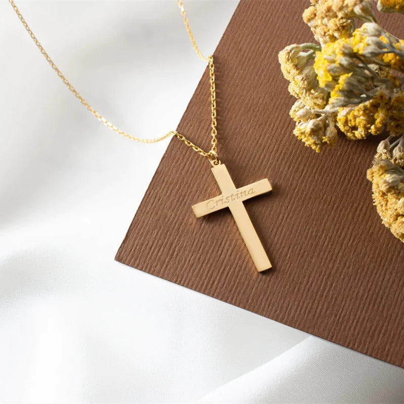 Custom Jesus Cross Name Pendant Necklace