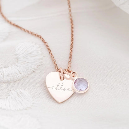 Heart and Birthstone Personalized Necklace