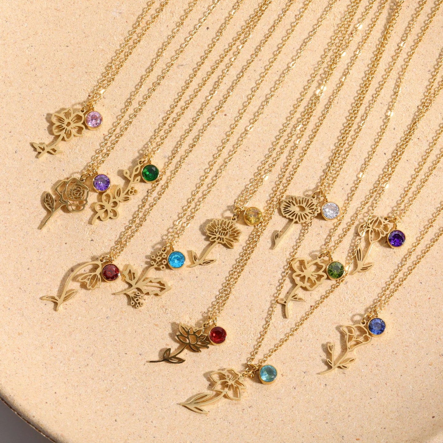 Custom Gold Birthstone Necklace