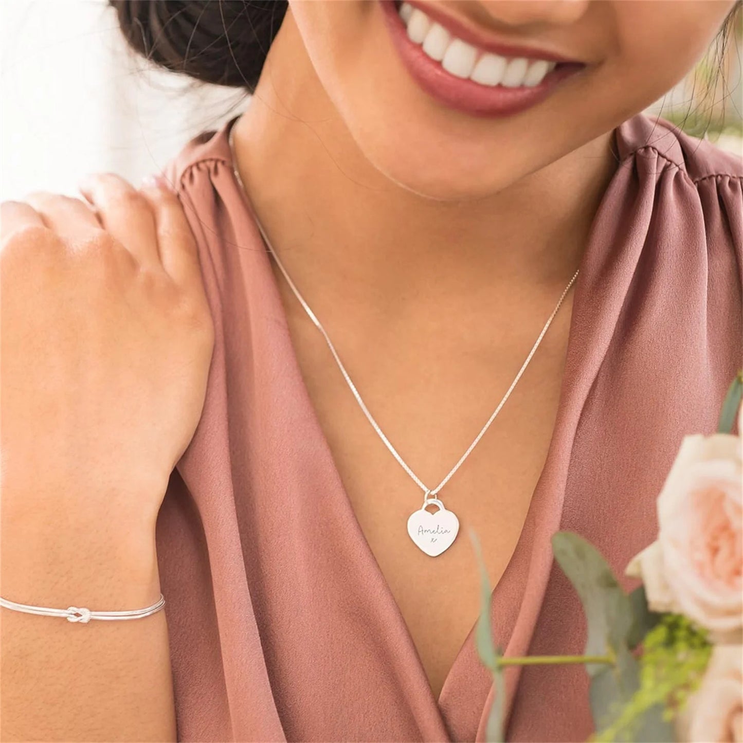 Heart Charm Personalized Message Necklace