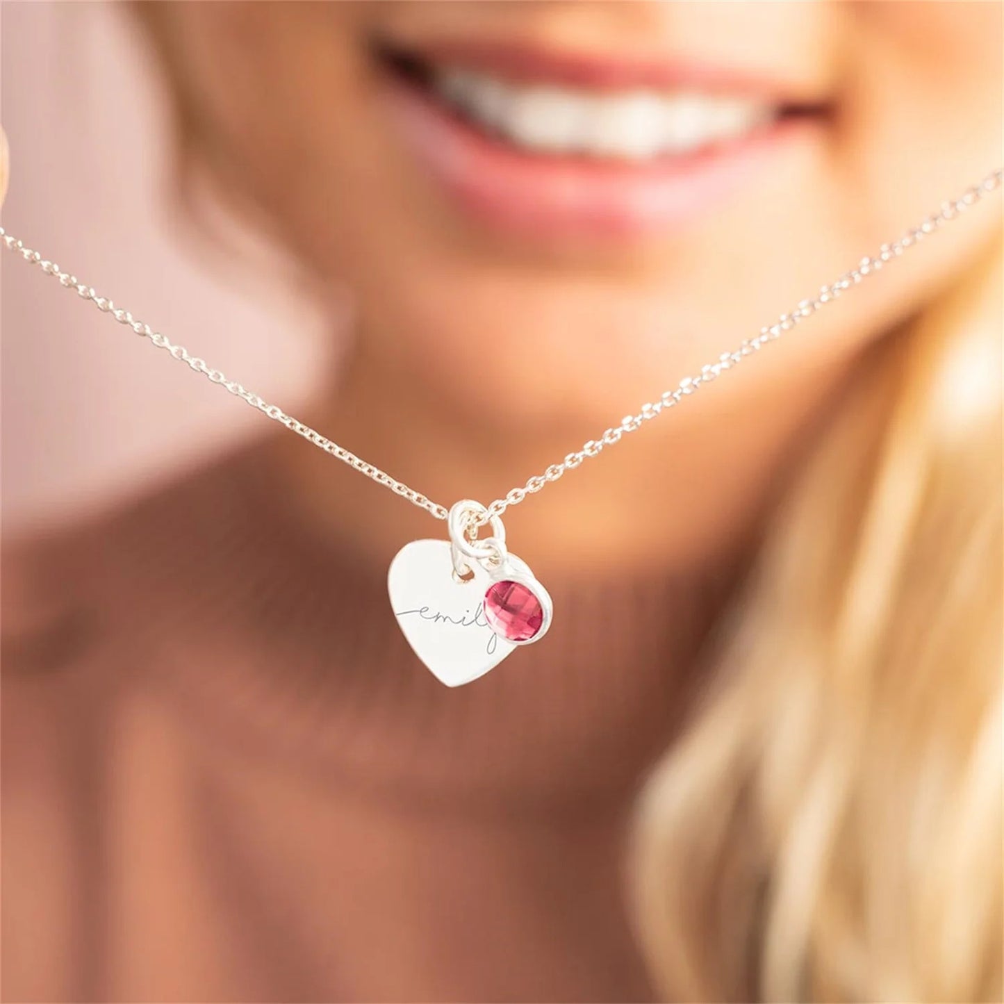 Heart and Birthstone Personalized Necklace