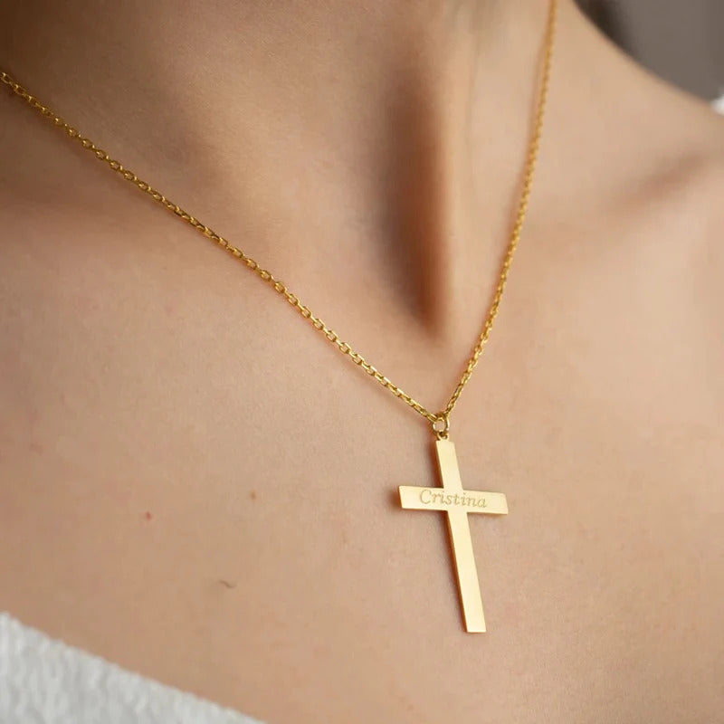 Custom Jesus Cross Name Pendant Necklace