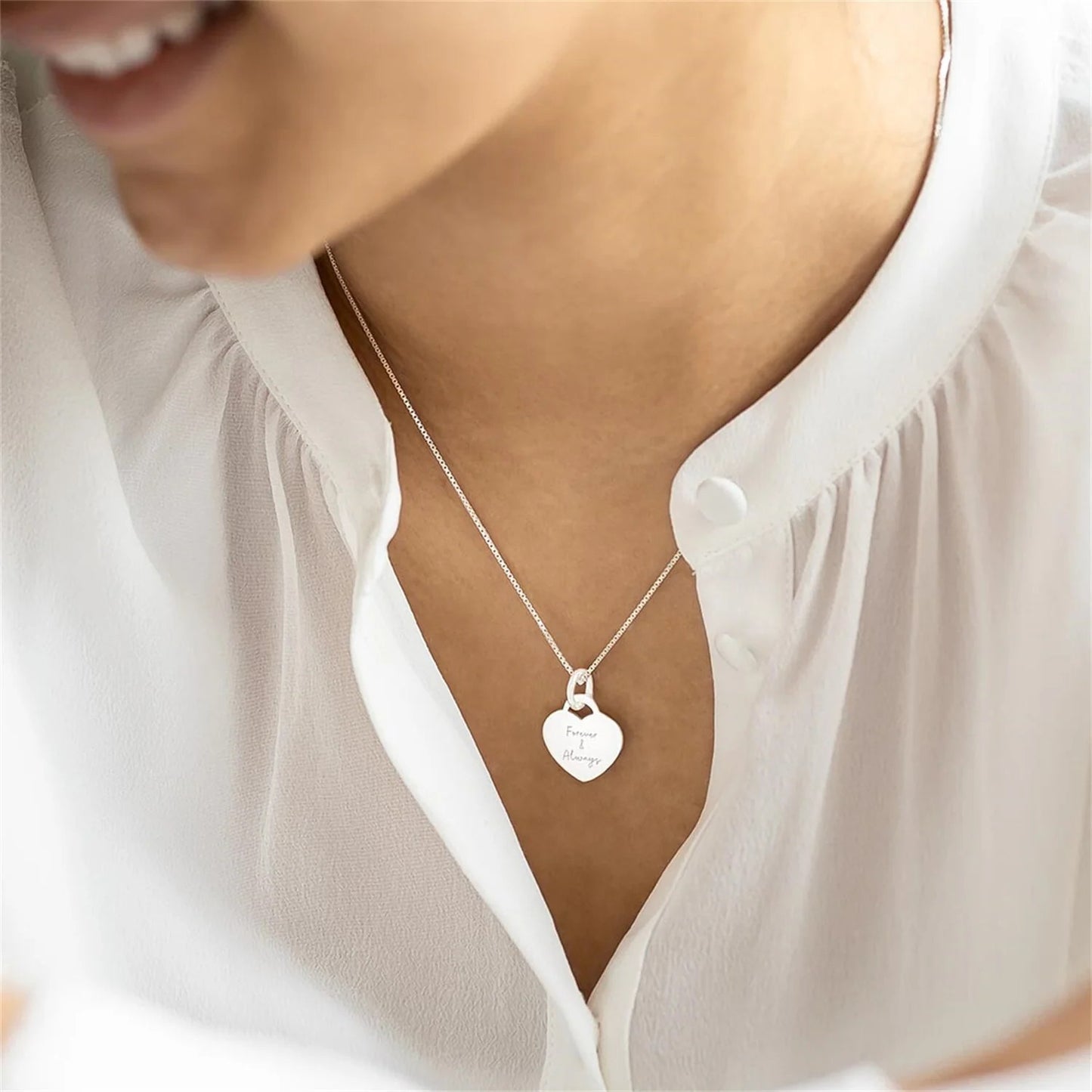 Heart Charm Personalized Message Necklace