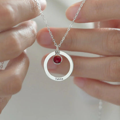 Custom Personalized Round Birthstone Necklace