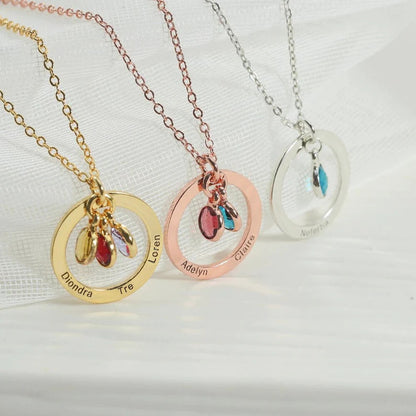 Custom Personalized Round Birthstone Necklace