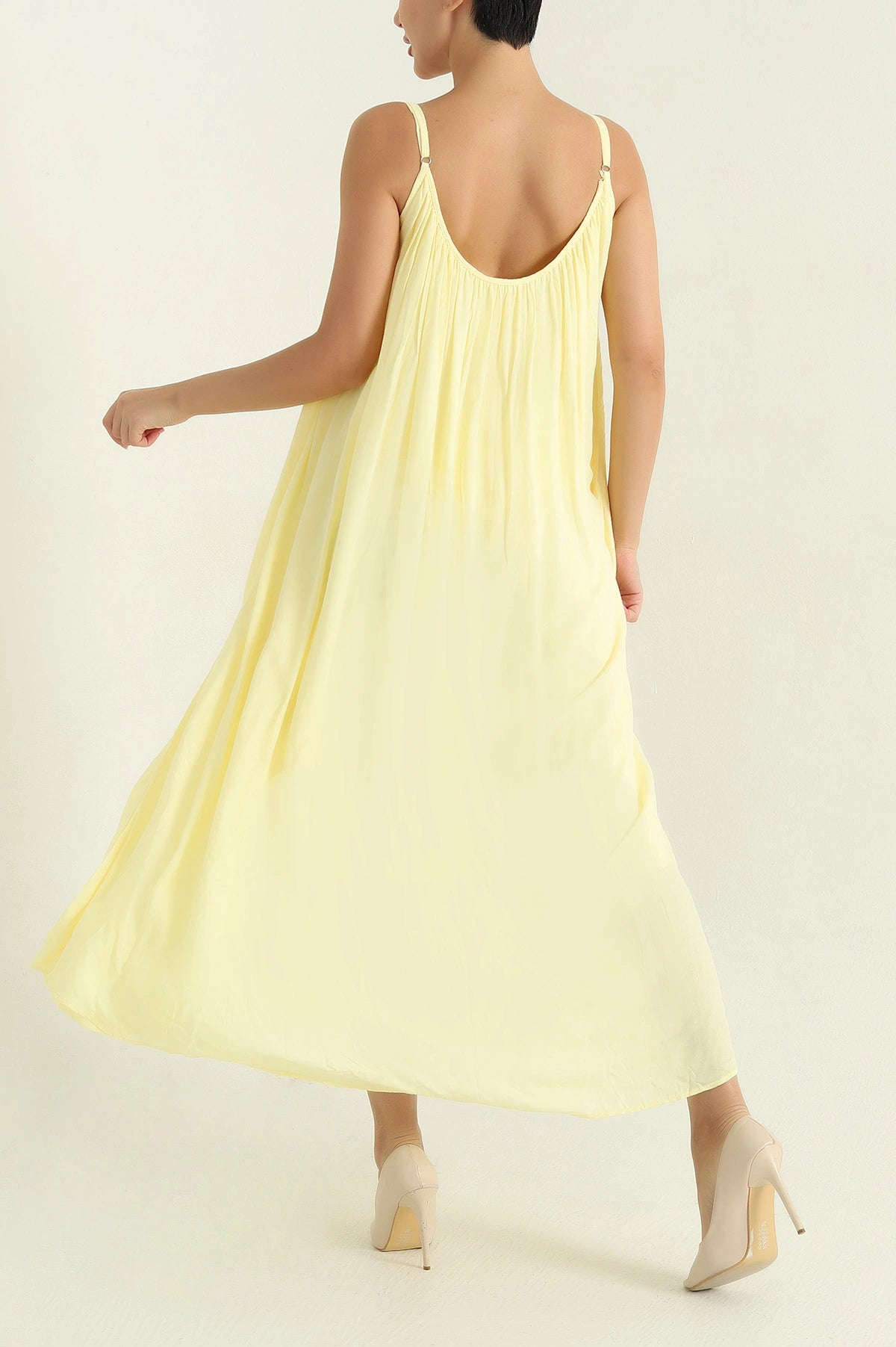 Yellow Linen Lined Women's Dress