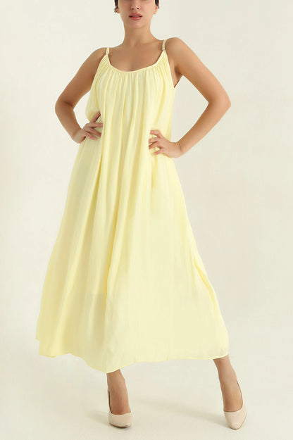 Yellow Linen Lined Women's Dress
