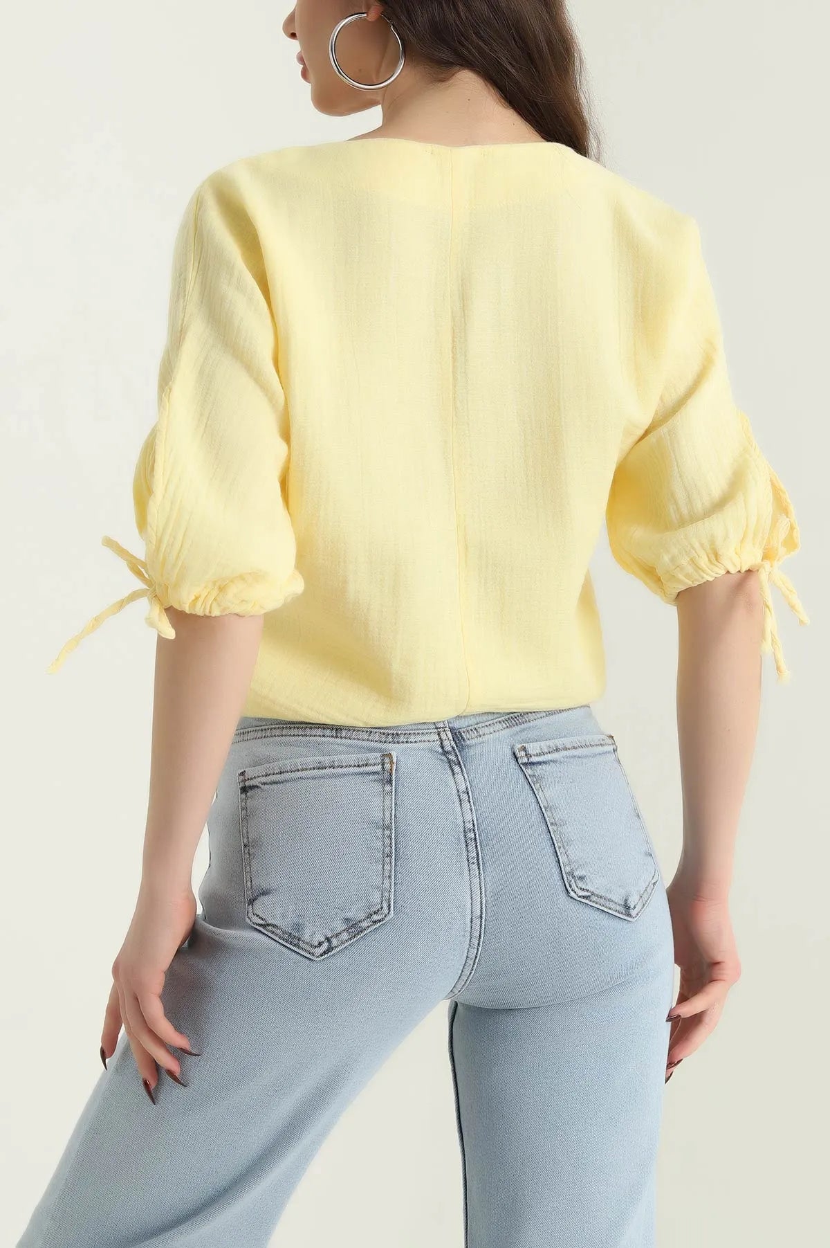 Yellow Muslin Linen Women's Blouse - Denoss