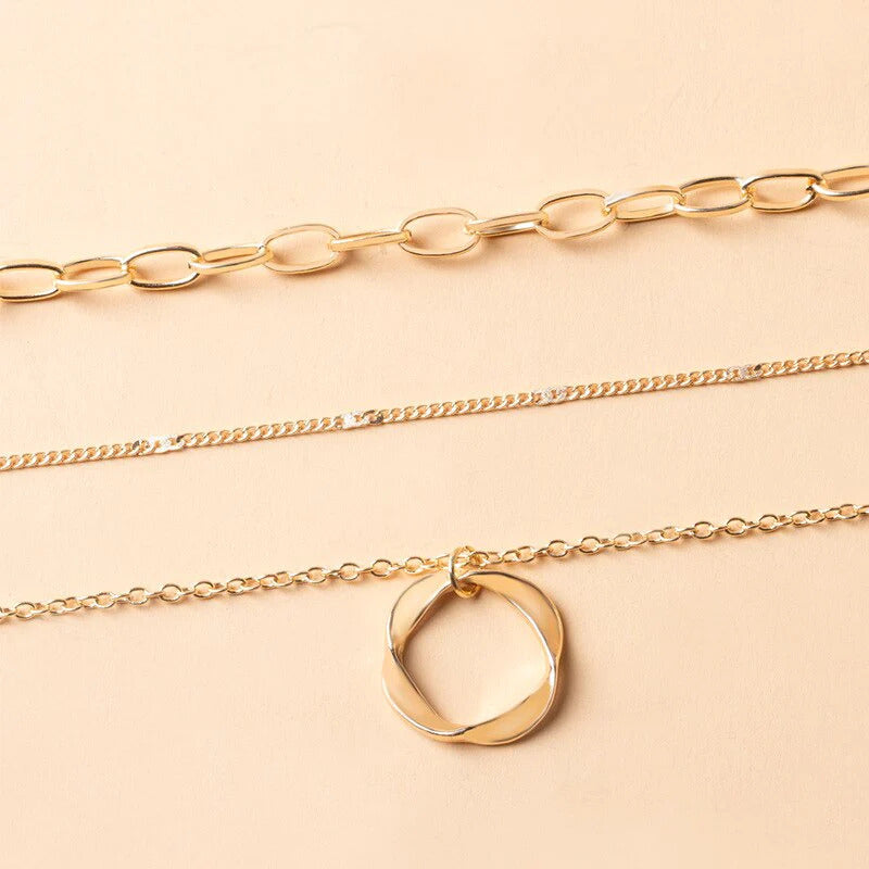 Gold Silver Layered Choker Necklace