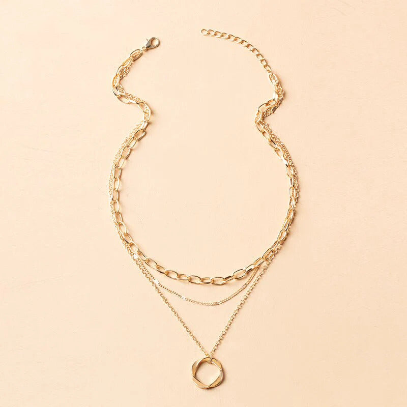 Gold Silver Layered Choker Necklace