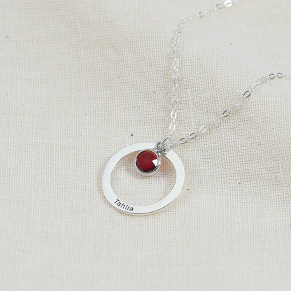 Custom Personalized Round Birthstone Necklace