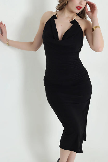 Black Ring Design Sandy Women's Dress