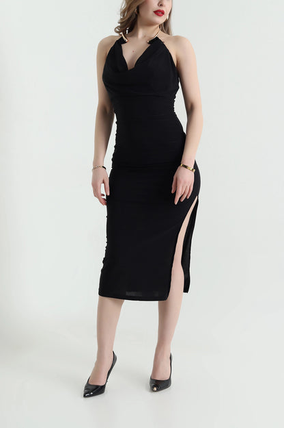Black Ring Design Sandy Women's Dress